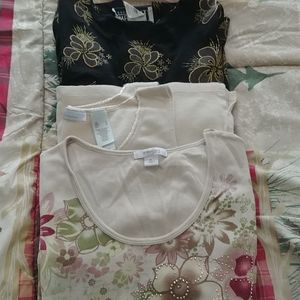Lot of 3 Summer Tops + Bonus Anne Klein Earrings